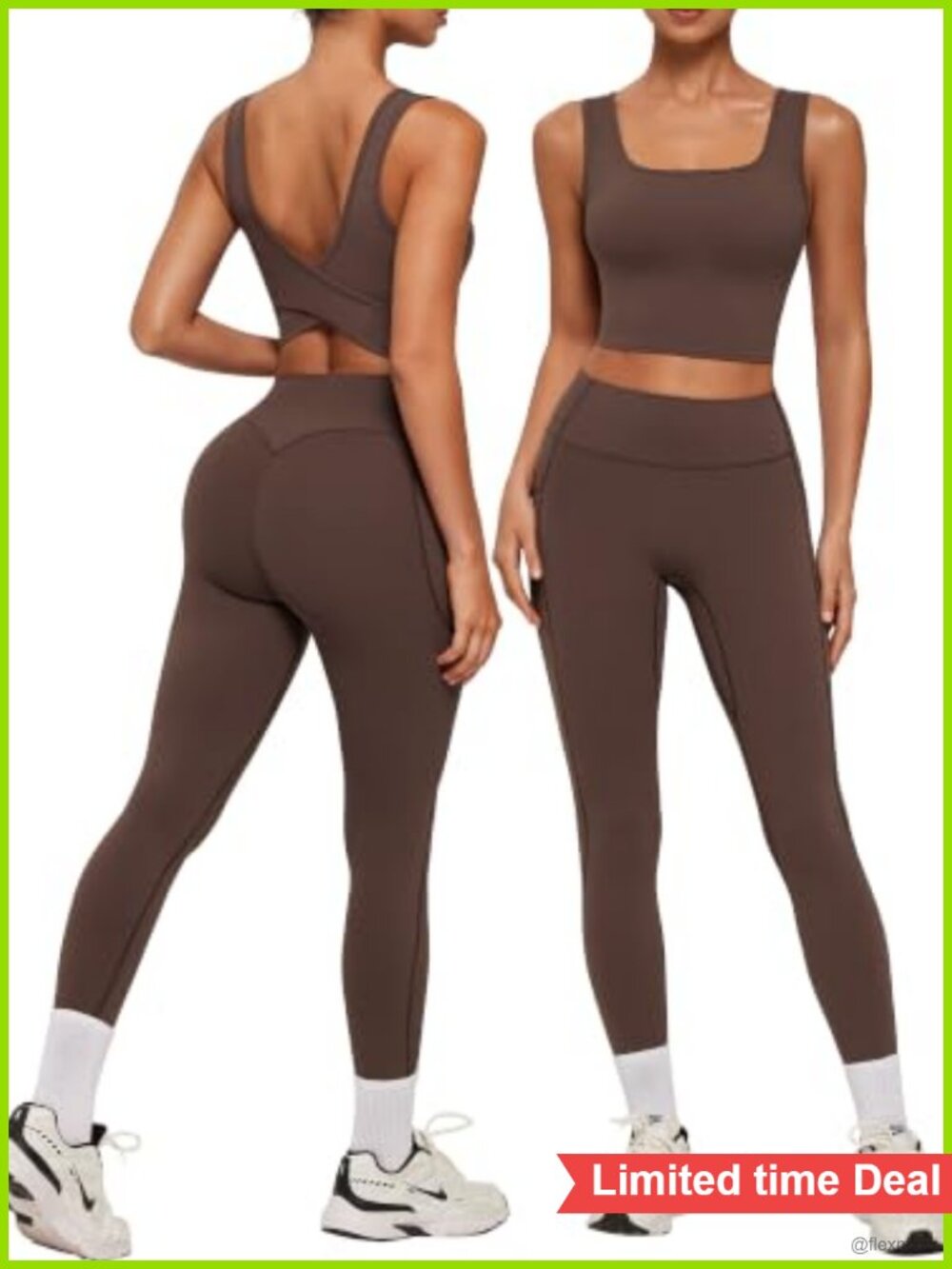 Crossover Back Workout Sets Yoga Gym Pilates Tracksuit 2 Piece Athletic
